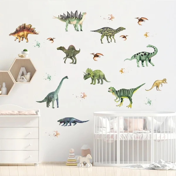 Tegneserie dinosaur dyr vegg klistremerke stue soverom bakgrunn vegg sovesal dekorative vegg klistremerke