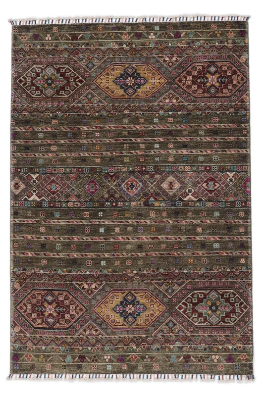 Hand Knotted Shabargan Rug 122X180 Wool Black/Brown Small