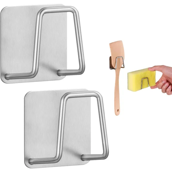 2-pack disktrasehållare i rostfritt stål, disktrasehållare för diskho, multifunktionell disktrasehållare för borstar, stålull, skärbrädor