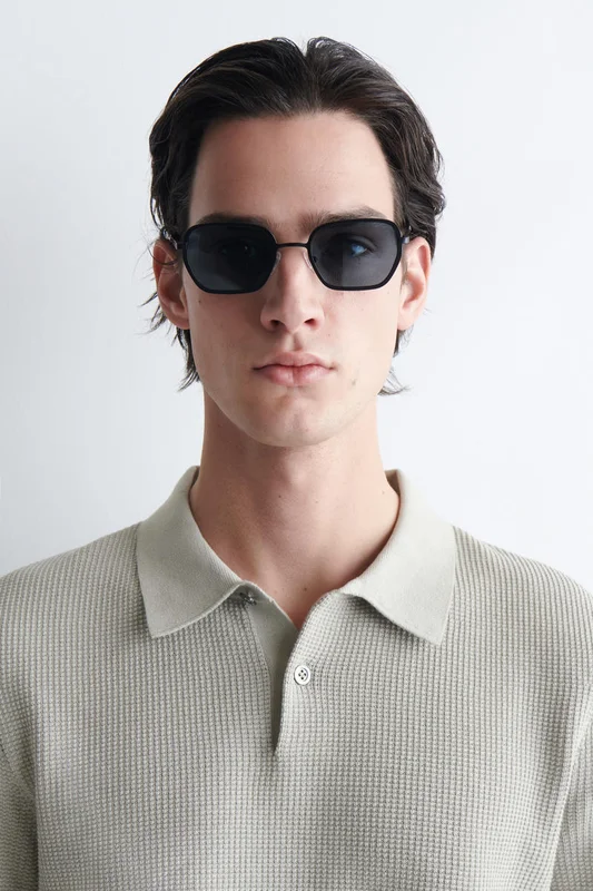 COS Men's Wire Frame Rectangle Sunglasses in Black