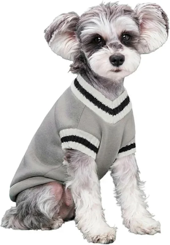 Hundeklær for små hunder, college-stil, kjæledyrhundgenser, vintervarme hundeklær for små mellomstore hunder, valp, kattevest