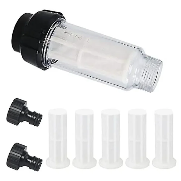 Vannfilter Hageslange, 3/4 Tommers Vannfilter Sett Med 5 Filterinnsatser + 2 Hurtigkoblinger