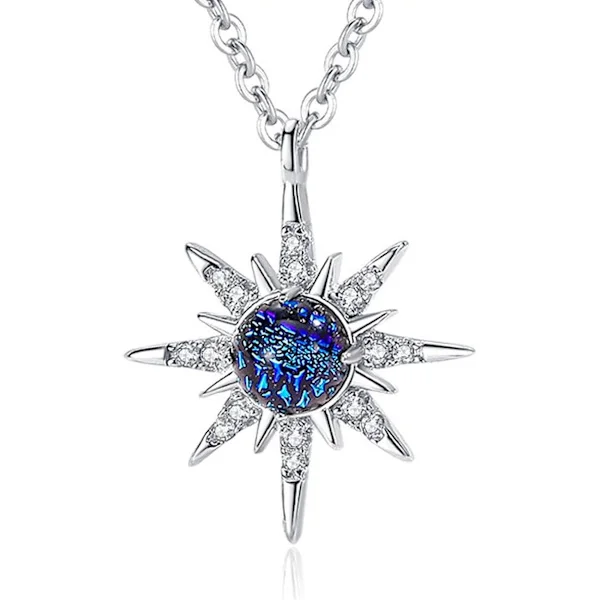 Cosmic Star and Moon Necklace for Women Girls, S925 Silver Cosmic Star Moon Pendant Necklace, Special Universe Star Necklace
