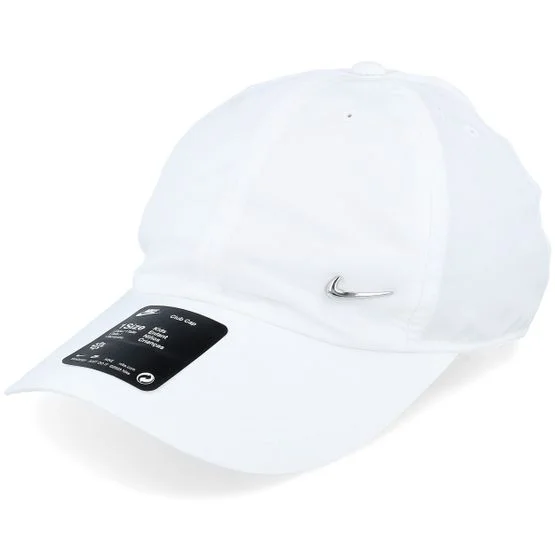 Nike - White unconstructed Caps - Kids Dri-Fit Club Cap Metalswoosh White Dad Cap @ Hatstore