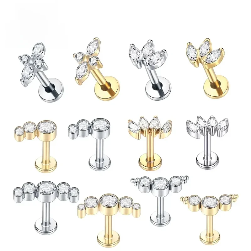 AliExpress - 1 Stück Titan Labret Piercing Gold Farbe Helix Ohr Piercing Tragus Piercing Kubikzircon Lippe Ohrstecker Ring Knorpel Ohrring Schmuck
