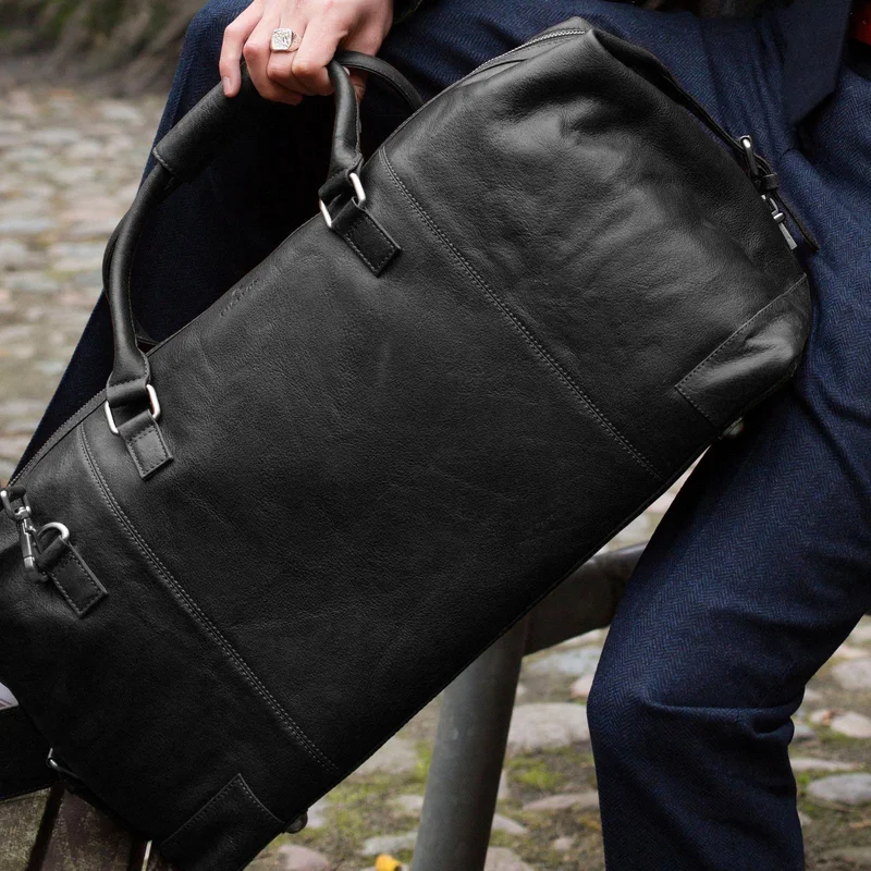 Black California Weekend Bag for Men - Leather bags