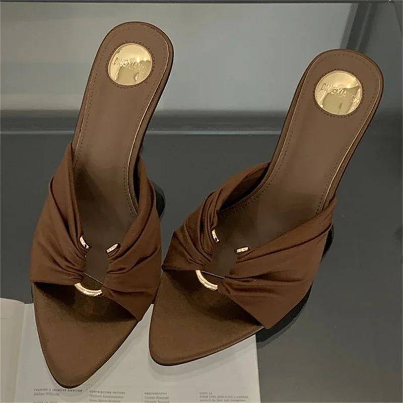 AliExpress - Eilyken Sommer Frau Hausschuhe Mode Offene spitze Dünne High Heels Schuhe Street Style Stripper Party Rutschen Zapatos De Mujer