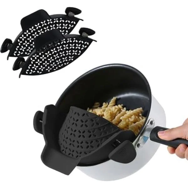 22,5cmx11,4cm Silikon Clip-on Sil, 2-pakning Kjøkkentilbehør og Oppbevaring, Passer Universal Pannestørrelser for Ris Pasta