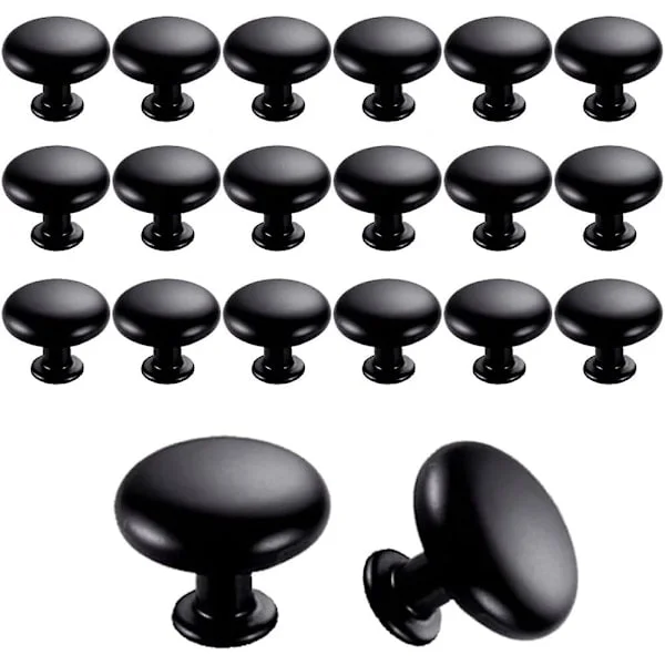20 st Dörrknoppar Lådknoppar 30 mm Vintage Handtag Skåp Skåpknoppar för Köksskåp (Svart) (FMY)