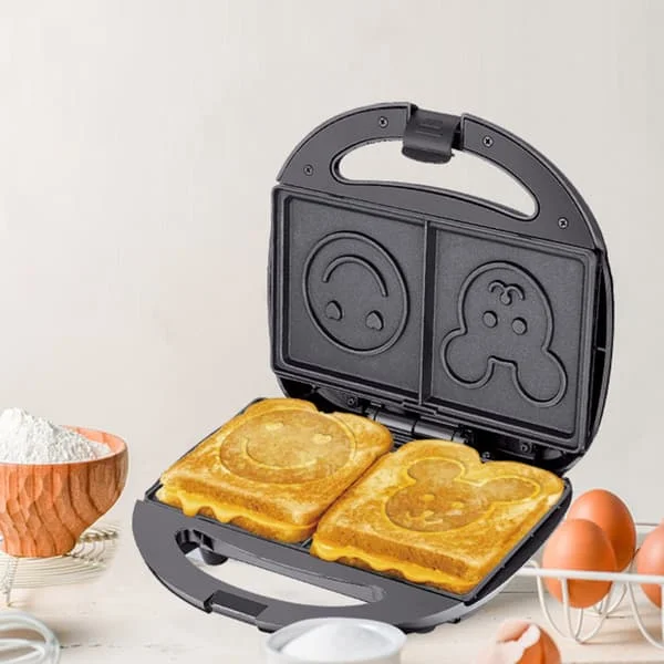 Smörgåsjärn tecknad Mickey våffeljärn dubbla lager grill leende ansikte