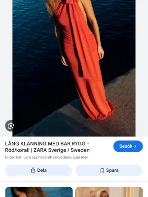SÖKER!! Orange klänning Zara lång klänning med bar rygg