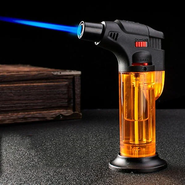 Vindtett lighter kulinarisk blåselampe kokk matlagingslampe lighter flammen justerbar butan påfyllbar for matlaging BBQ-baking DIY-lodding