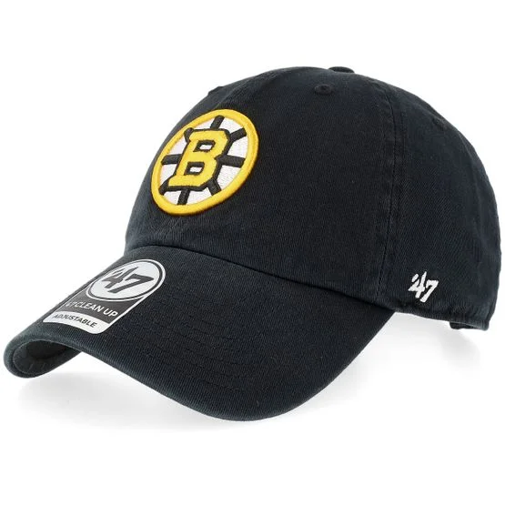 47 Brand - NHL Svart unconstructed Caps - Boston Bruins Clean Up Black Dad Cap @ Hatstore