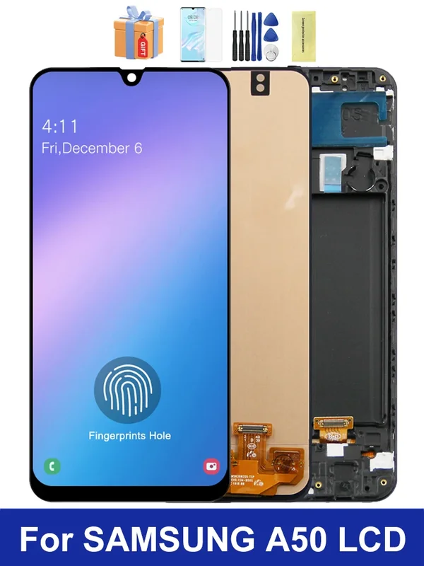 AliExpress - 6,4'' Super AMOLED A50 A505F A505F/DS Display mit Rahmen für Samsung Galaxy A50 LCD Display Touchscreen digitizer Teile