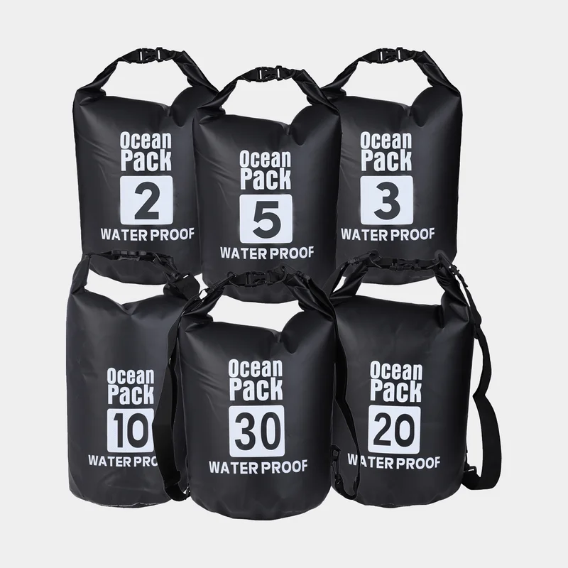 Drybag set / duffel bags Ocean Pack, 500D, 2/3/5/10/20/30 liter, black, 6-pack