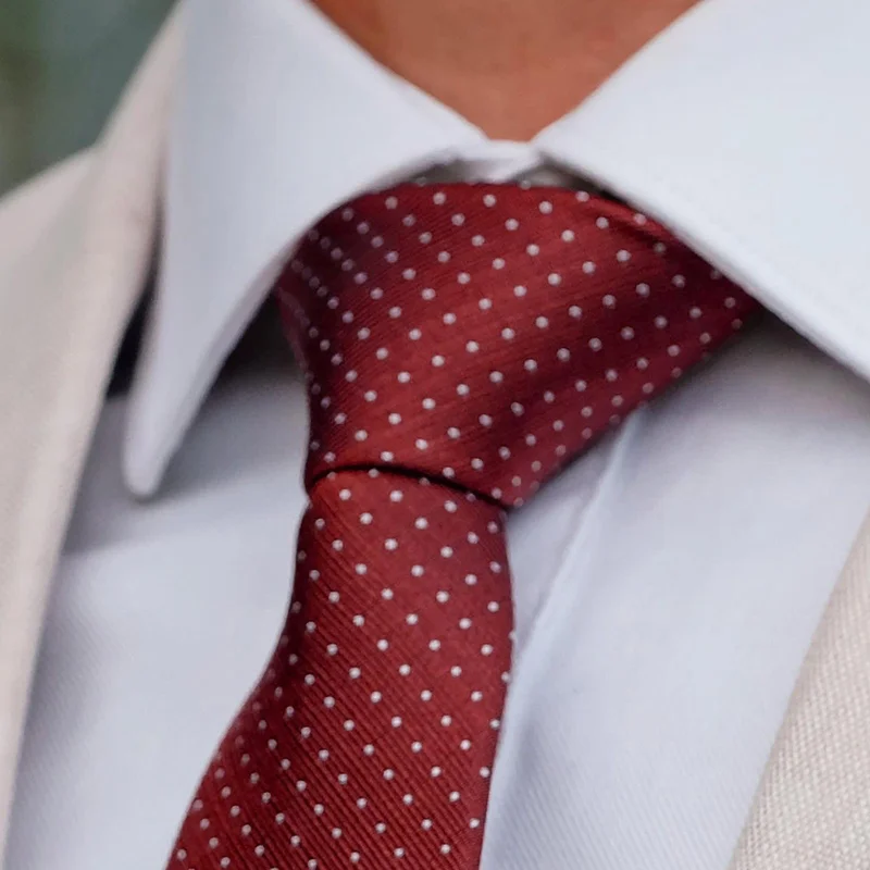 Red Polka Dot Silk 6cm Tie for Men - Patterned Ties