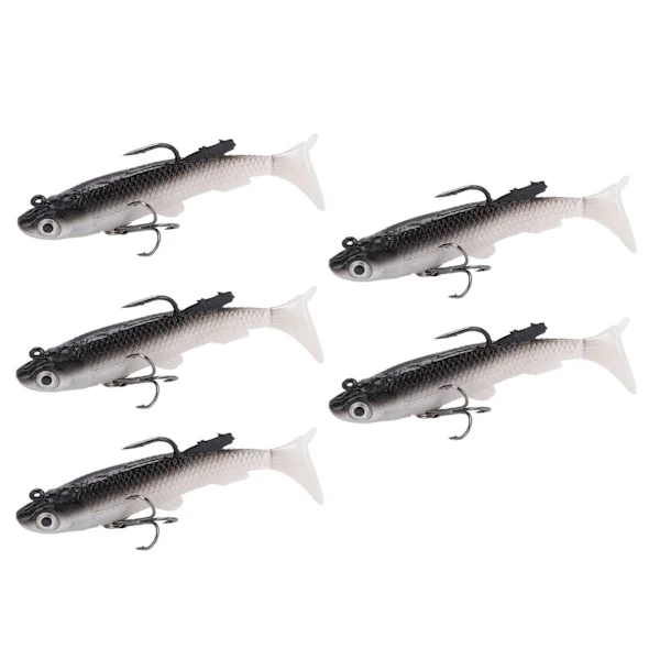 5 stk. Myk kropp synkende Swimbait T Hale Myk PVC Bass Lokk Ørret Agn Saltvann Ferskvann Fiske