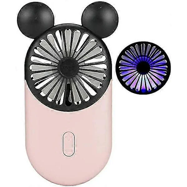 Søt Mini Vifte, Bærbar USB-lading, Med LED-lys, 3-trinns Justerbar Hastighet, Egnet For Innendørs Eller Utendørs Aktiviteter 2810cpink