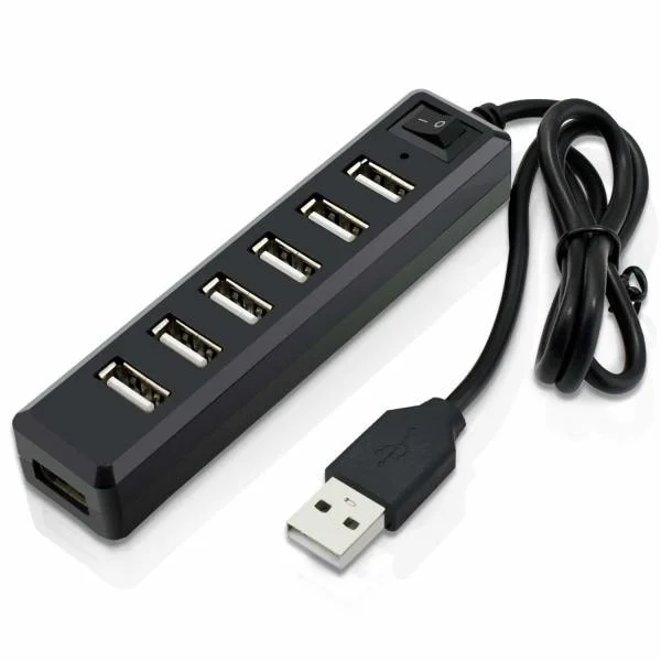 7-portars USB-hubb med höghastighetsutbyggnad för PS3, Xbox, Wii, PC, MAC, bärbar dator, anteckningsbok, Mac Book, NetBook, surfplatta, flik