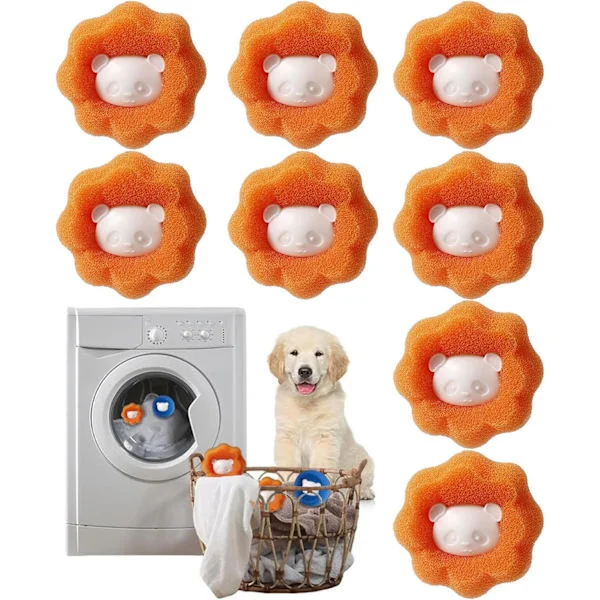 Washing Machine Hair Remover, 8-Piece Washing Machine Hair Catcher Balls, Reusable Hair Removal Balls, Effectively Eliminates Cat Hair