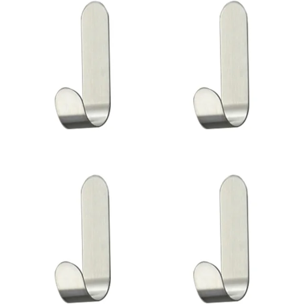 4 deler selvklebende krok i rustfritt stål, selvklebende kroker, for håndkle, nøkler, hjem, kjøkken, bad, anti-rust og vanntett