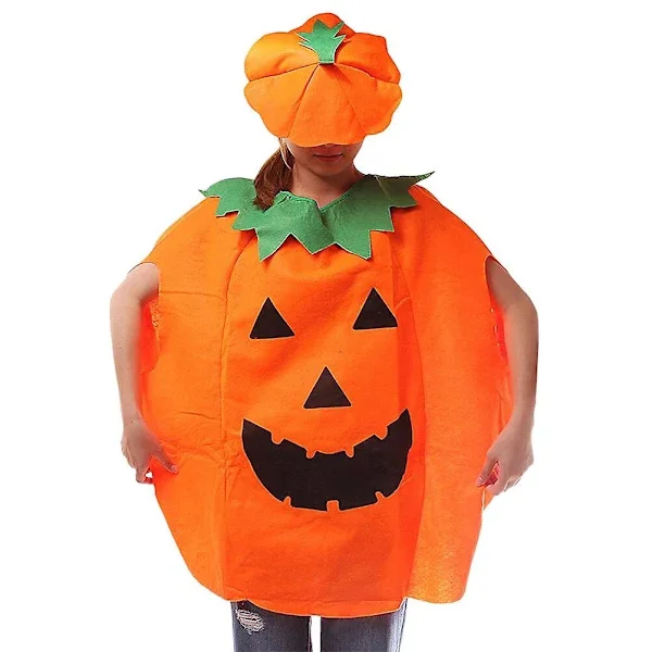 Græskar Halloween Voksen Outfit Tøj Halloween Kostumesæt med Dragt & Hat