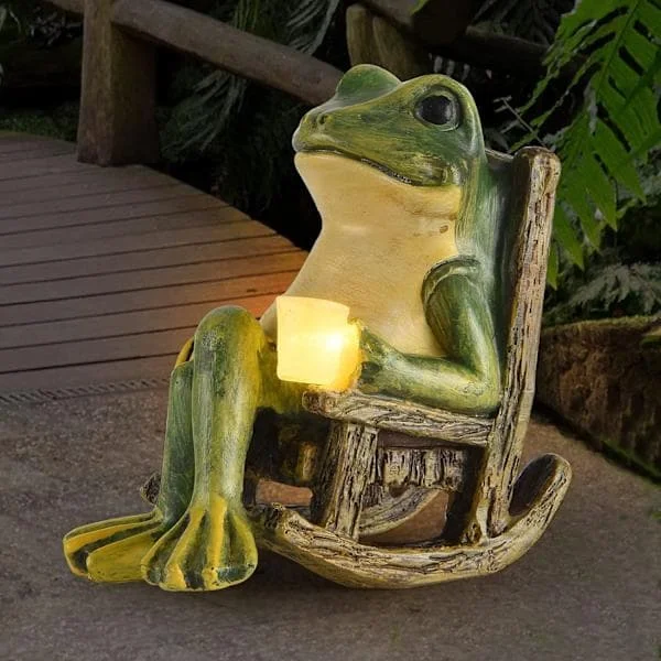 Miniature Frø Have Statue Halloween Dekorationer Fe Have Tilbehør Udendørs Figurer Lys Soldrevet Havefrø Kunst Indflytningsgave