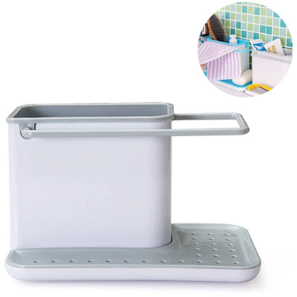 Kjøkkenredskap Oppbevaring Svamp Holder Organizer For Vask Oppbevaring Organizer Kjøkkenredskap Holder For Vask Grå