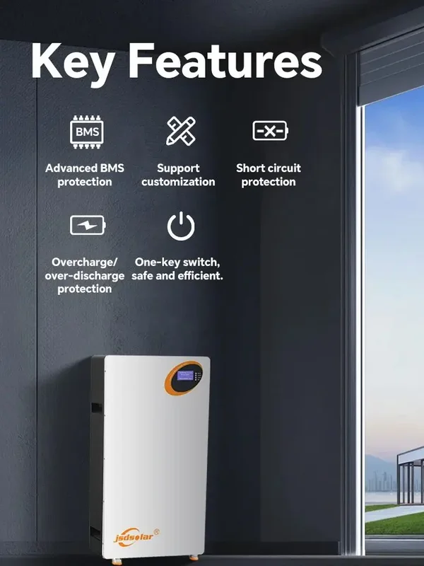 AliExpress - Jsdsolar 51.2V 200AH batterie solaire LiFePO4 10KWh Powerwall Grade A BMS intégré 6000 + Cycle pour le stockage solaire d'énergie 