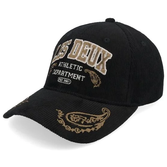 Les Deux - Negro adjustable Gorra - Paisley Corduroy Baseball Cap Black Adjustable @ Hatstore