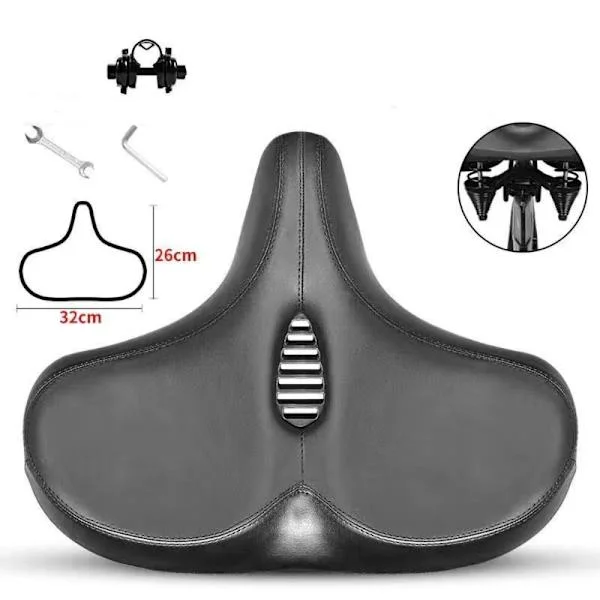 Ekstra bredt, smertefritt sykkelsete, komfortabelt sykkelsete - Ekstra bredt, mykt polstring, pustende, ergonomisk