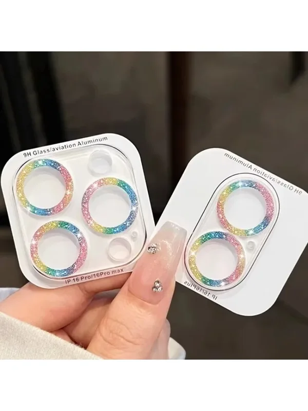 AliExpress - Bling Glitter Transparent gehärtetes Glas Kameraobjektivschutz für iPhone 16 15 14 11 13 Pro Max 15 Plus 12, schützende Objektivdeckel