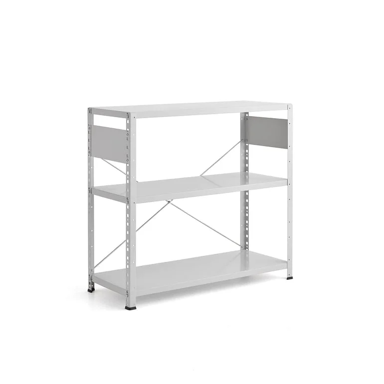 Lagerhylle IDEAL, grundseksjon, 920x1010x400 mm, grå, grå hylle