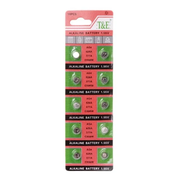 10 stk. AG4 377 SR626SW LR66 SR626 377 1.55V Klokkebatteri Knappcelle