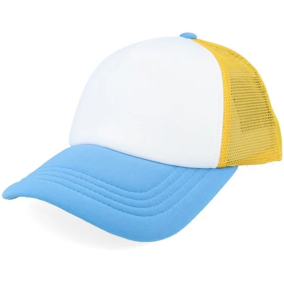 Beechfield - White trucker Caps - White/NFL Blue/Yellow Foam Retro Trucker @ Hatstore