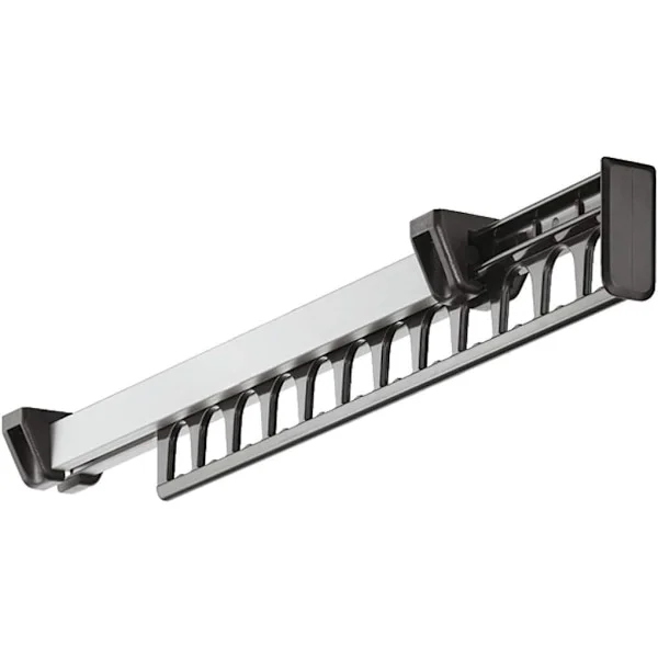 1 pakke garderobestativ, uttrekkbart stativ, holder 12 kleshengere, lengde 315 mm
