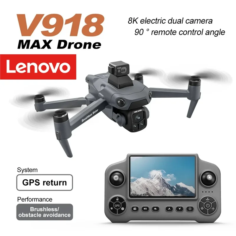 AliExpress - Drone GPS Lenovo V918 MAX 360 ° Drone quadricoptère RC sans balais avec évitement d'obstacles par laser, caméra professionnelle 8K, 3 