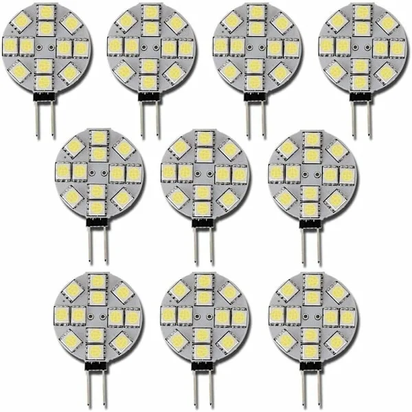 10x G4 LED-lampa DC 12V Ej dimbar Vit 6000K Ljuslampa Ersättning 20W Halogenlampa för Kök Husbil Husvagn Båt