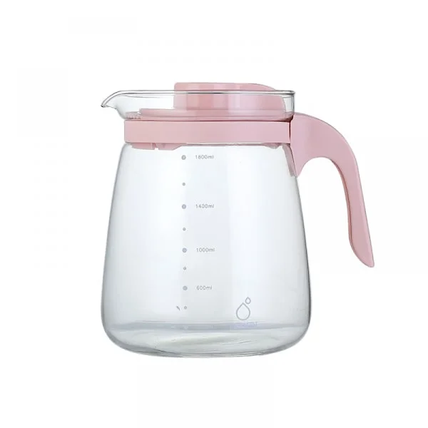 Glass jug 1.7 liter carafe with filter, lid, ice cold tea water jug 1700ml