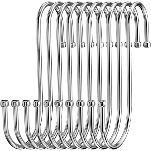 S-krok i rostfritt stål, S-krok kraftig metall dubbelkrok för att hänga koppar, kläder, krukor och skålar (20 st)