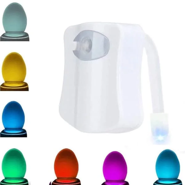 LED Toalettlampa med Rörelsesensor, Kroppsinduktionsnattlampa, Toalettsitslampa, 8 Färger