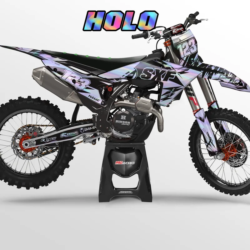 Personalisiert 24MX Holo Dekor-Kit Silber - TM MX 100 16/19 2019-2019