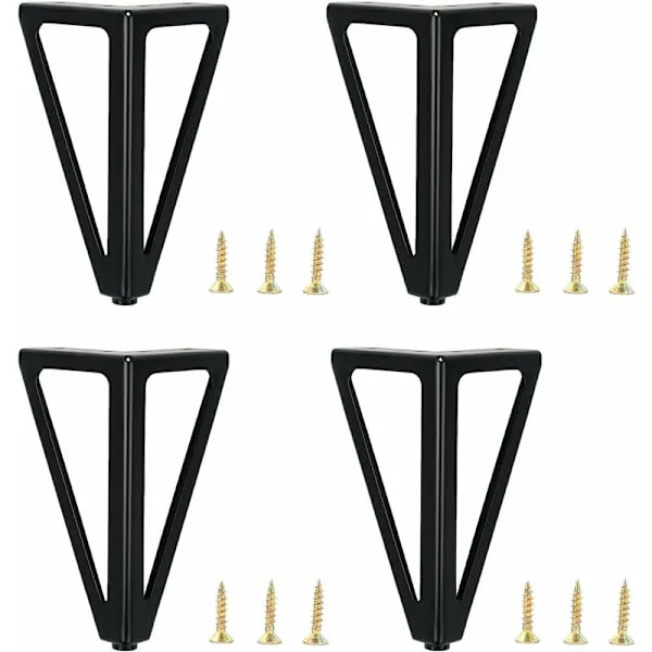 4 Sorte Møbelben, 6 "/15cm Metal Udskiftningsmøbelben, Møbelben, Møbelben, Bordben, Skabsben, til Stole, Skabe, Sådan