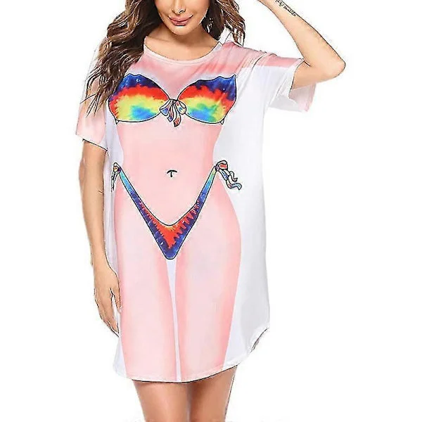 Naisten bikinin yläosa, lyhythihainen, söpö bikini, väri2 2XL väri2{JSR} väri2 XL