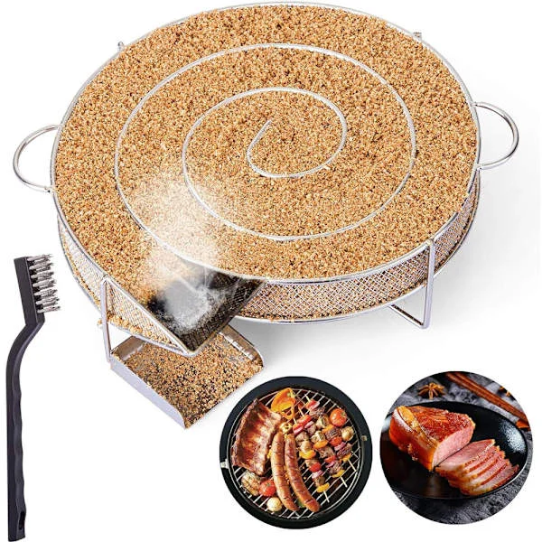 Kallröksgenerator för rök, kött- och fiskrök med rengöringsborste för varm- och kallrökningsgrill, för kolgrill