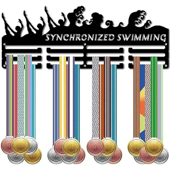 Medaljhängare för Synkroniserad Simning Medalj Hållare Rack Ram Sport Metall Hängande Atlet Utmärkelser Järn Väggmontering Dekor Över 60+ Medaljer för