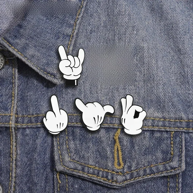 AliExpress - Broche en émail avec geste de doigt de dessin animé, broche de décoration créative en métal pour sac à dos, Badge à revers, bijoux cadeau