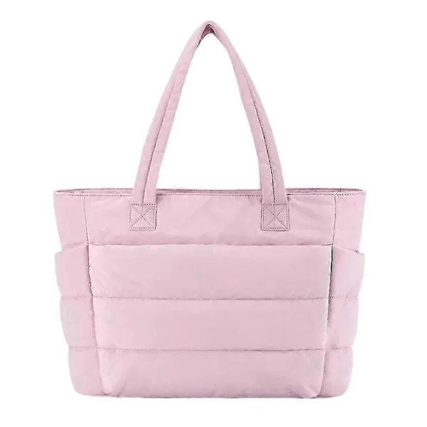 Lett, puffet totebag, totebag for kvinner med rom, skulderveske rosa