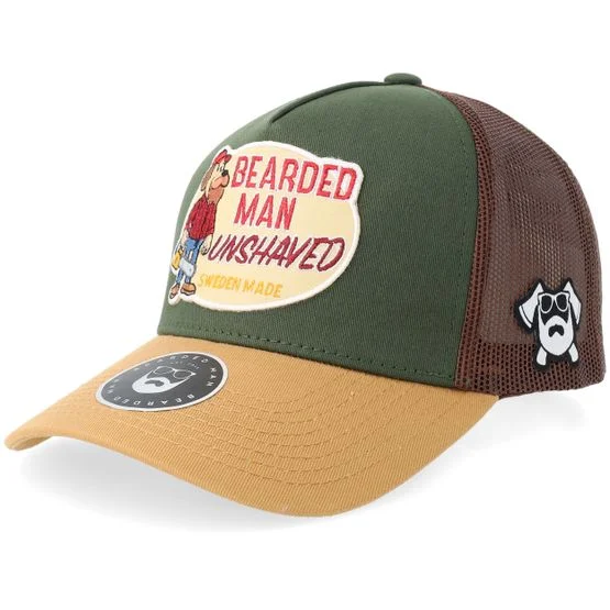 Bearded Man - Grønn trucker Caps - Unshaved Lumber Dark Green/Brown/Wheat A-frame A-Frame Trucker @ Hatstore