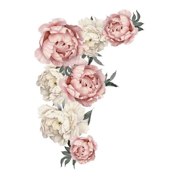 Ros Dekorativa Väggdekaler Pion Blomma Blommig Tapet Konst Applikation Vardagsrum Arbetsrum Dekoration Klistermärke Heminredning 40x